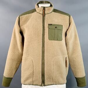 RRL by RALPH LAUREN Size L Tan Green Wool Blend One Pocket Sherpa Jacket
